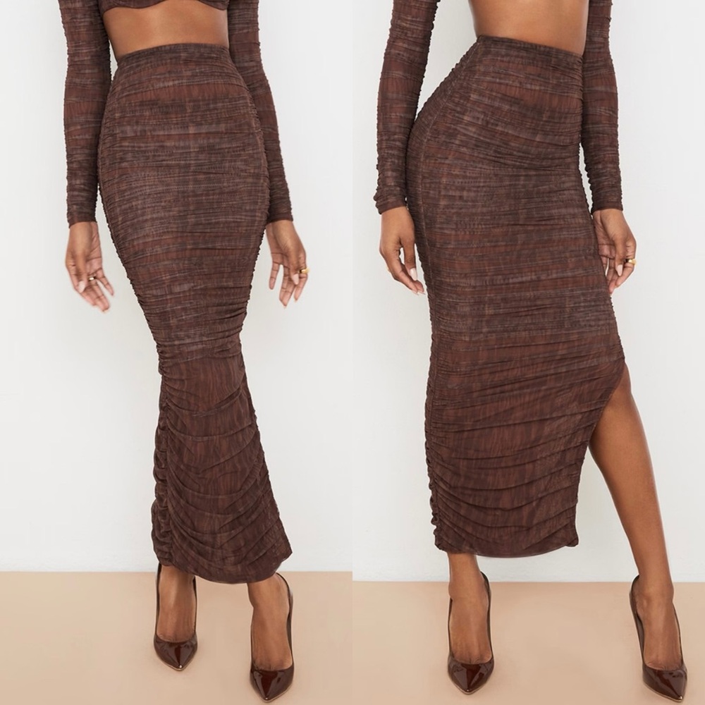 House of CB London Laverne Maxi Skirt Brown Size Medium